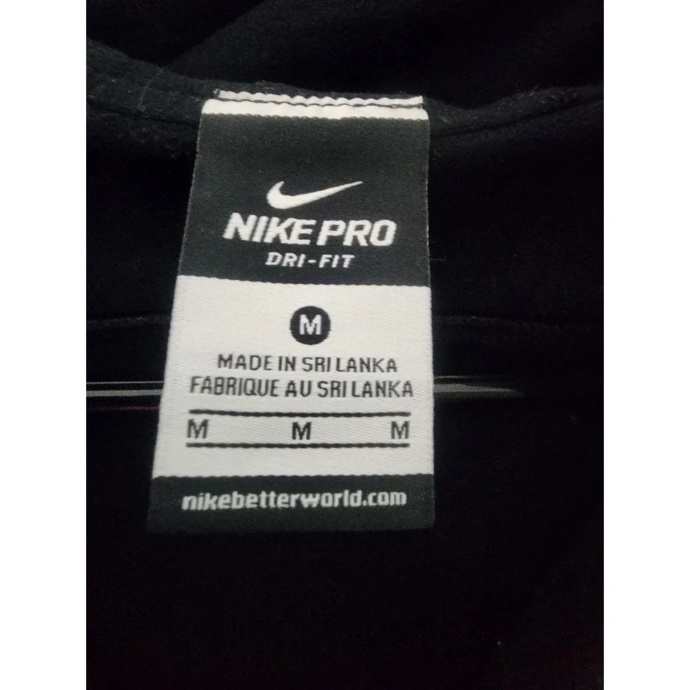 Nike Pro Dri Fit Women's 3/4 Zip Hoodie Jacket Medium Black Gray Hooded
